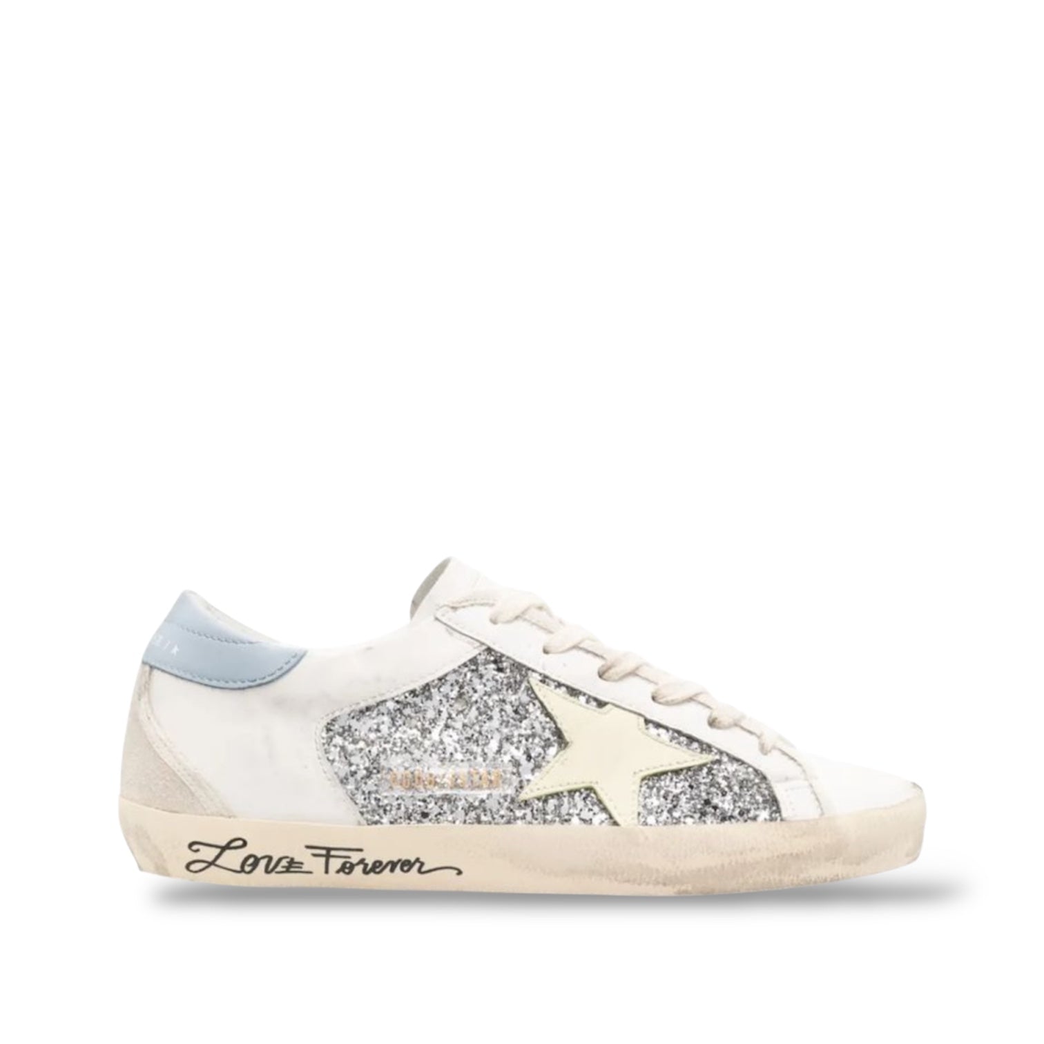 GOLDEN GOOSE 'SUPER STAR WHITE BLUE GLITTER
