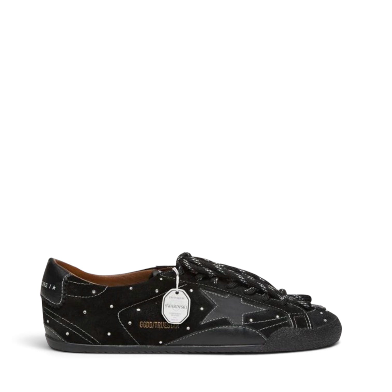 GOLDEN GOOSE ' TRUE STAR BLACK SUDE SWAROVSKY BLACK LEATHER'