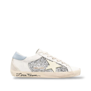GOLDEN GOOSE 'SUPER STAR WHITE BLUE GLITTER