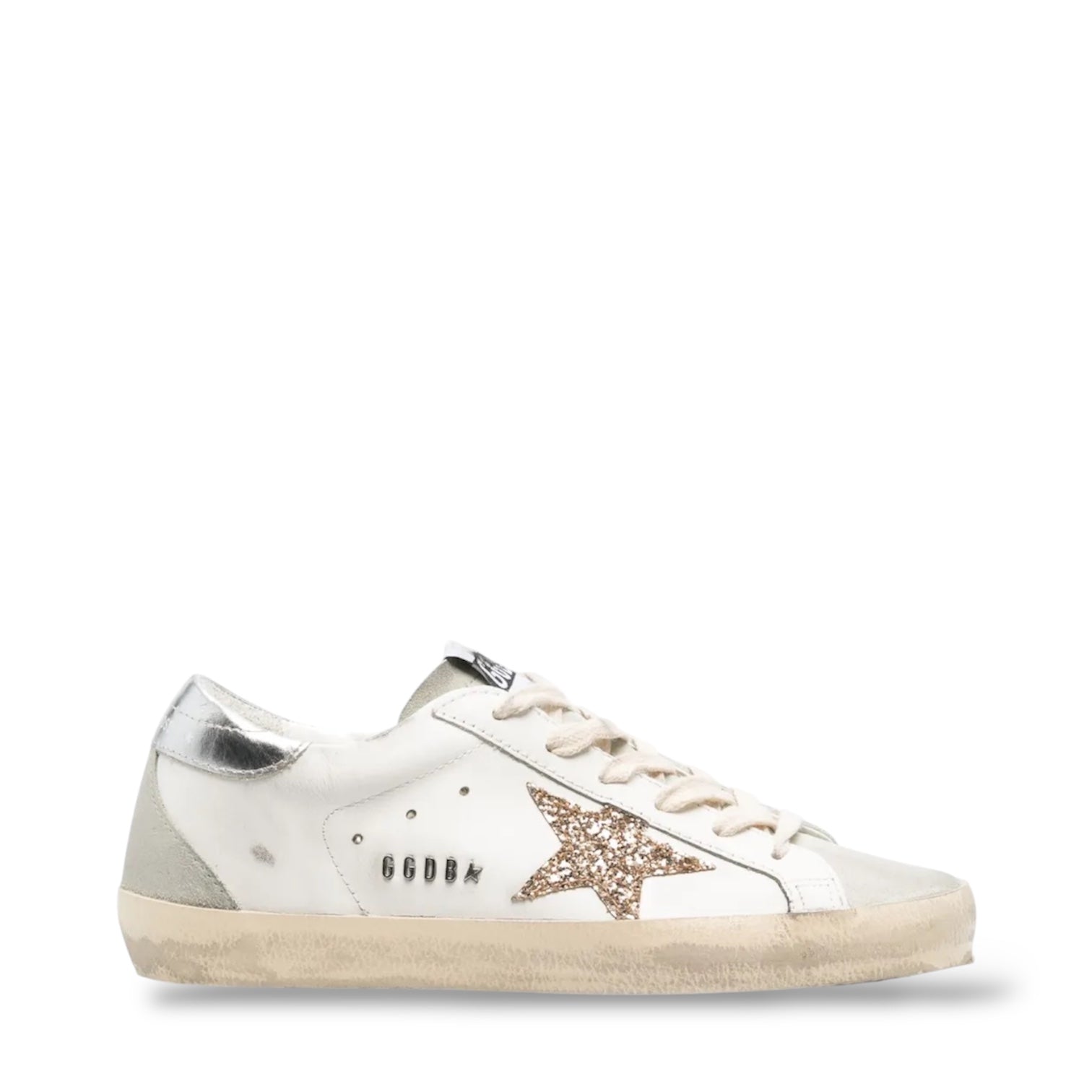 GOLDEN GOOSE 'SUPER STAR WHITE GOLD GLITTER