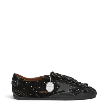 GOLDEN GOOSE ' TRUE STAR BLACK SUDE SWAROVSKY BLACK LEATHER'
